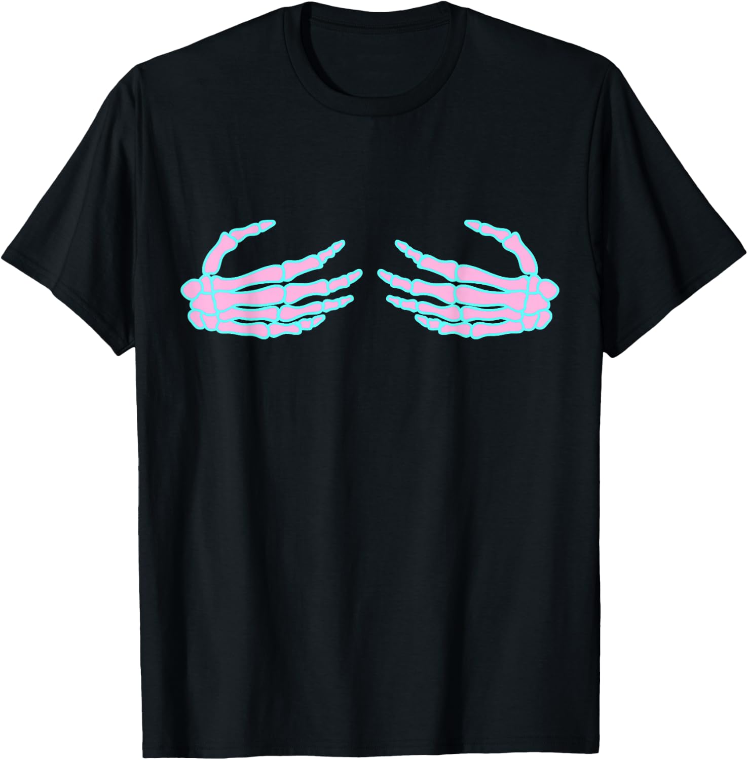 Skeleton Hands on Boob, Funny Halloween Boobs T-Shirt - T-Shirt | Black