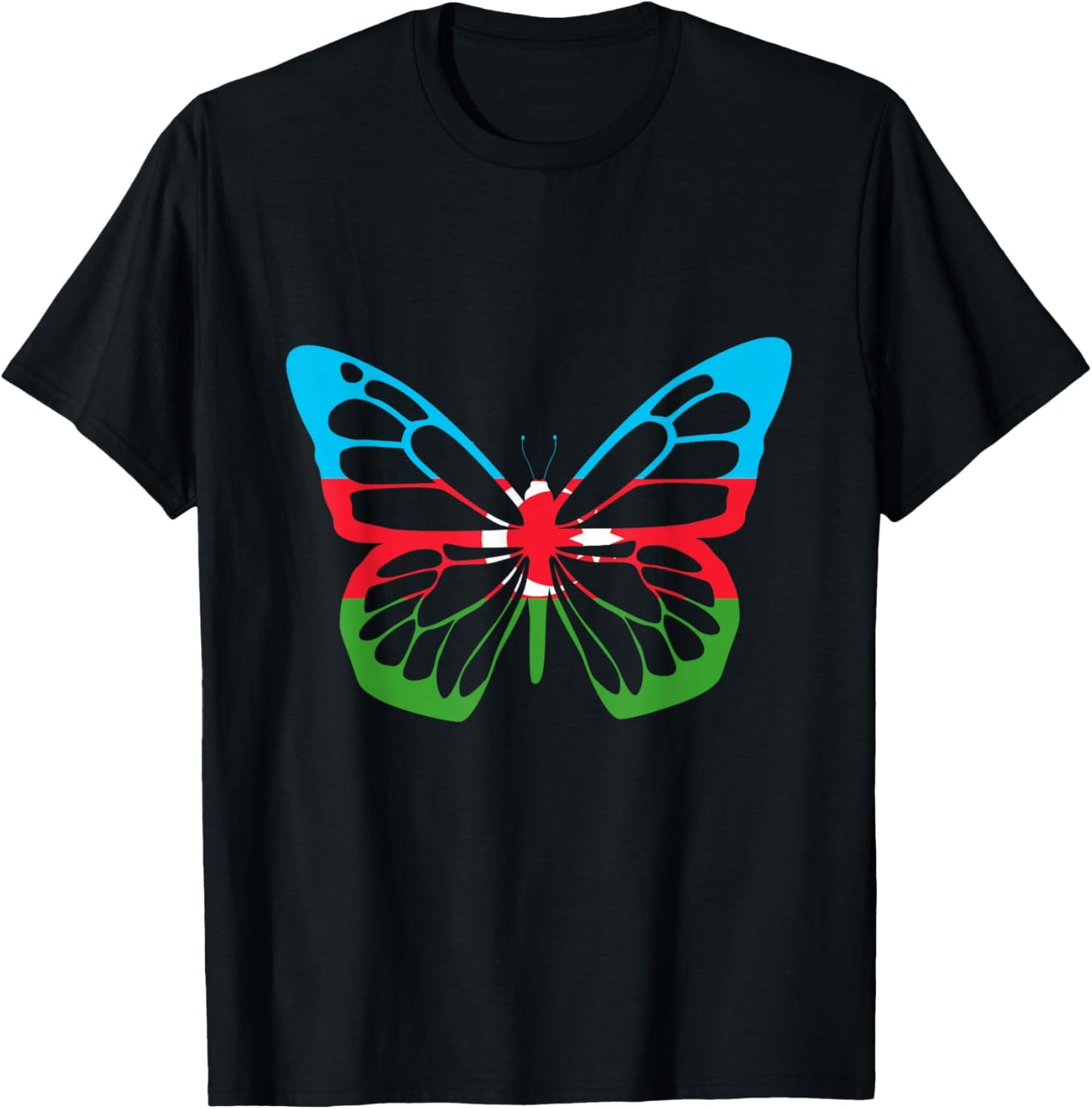 Azerbaijan Azerbaijani Pride Butterfly Azerbaijani Roots T-Shirt - T-Shirt | Black