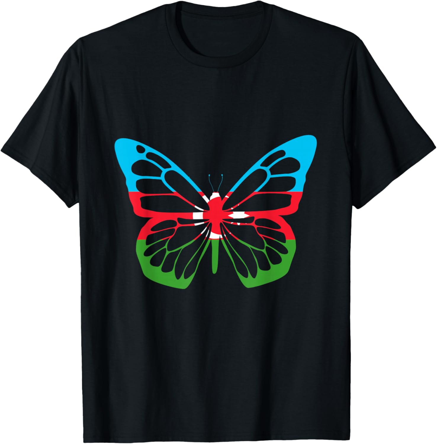 Azerbaijan Azerbaijani Pride Butterfly Azerbaijani Roots T-Shirt - T-Shirt | Black