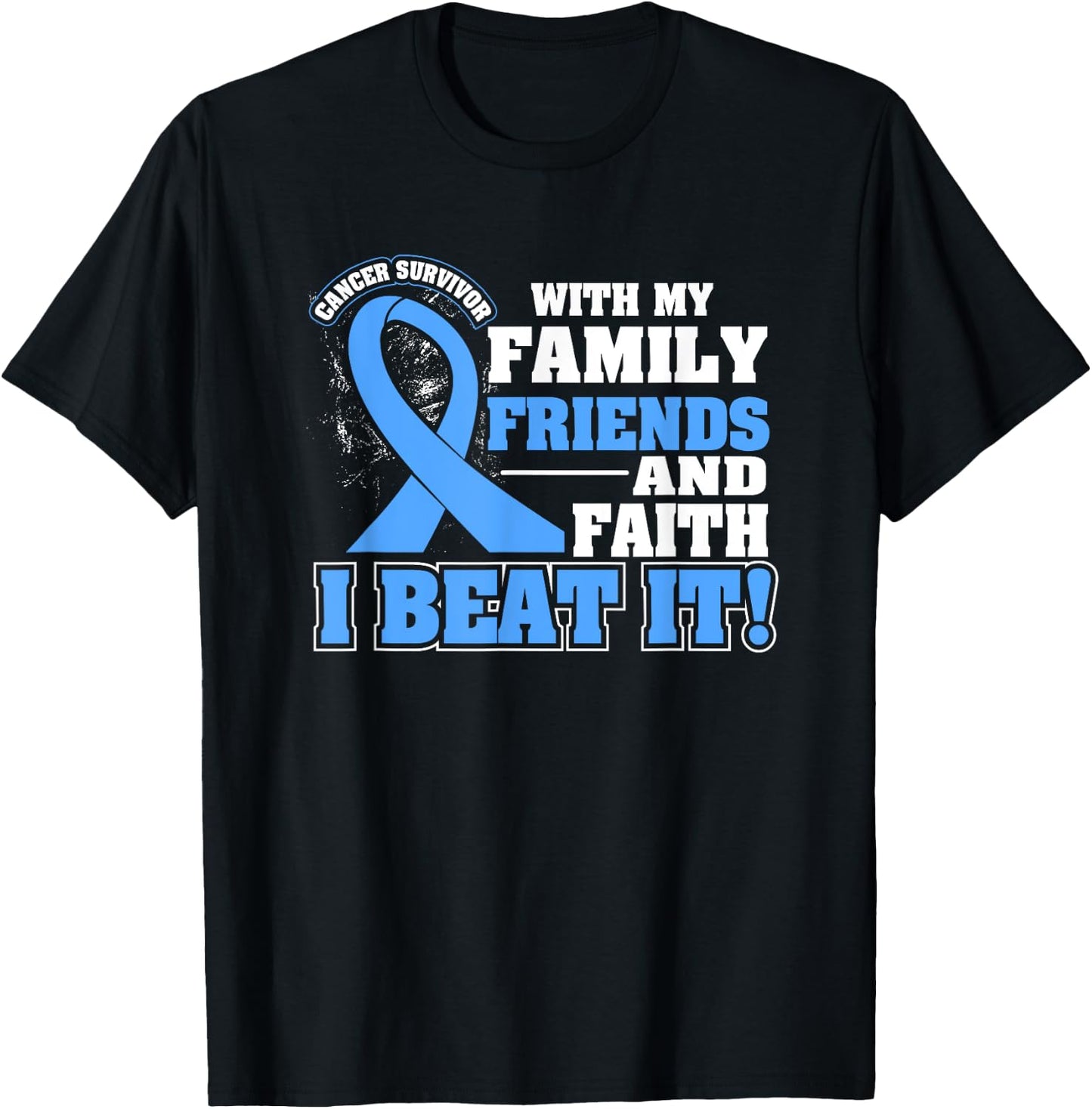Family Faith I Beat It Prostate Cancer Awareness Ribbon T-Shirt - T-Shirt | Black
