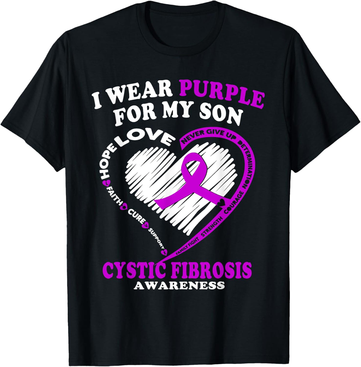 Cystic Fibrosis Shirt For Dad/Mom - I Wear Purple For My Son T-Shirt - T-Shirt | Black