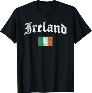 Vintage Irish Flag of Ireland Souvenir Men Women Kids T-Shirt - T-Shirt | Black
