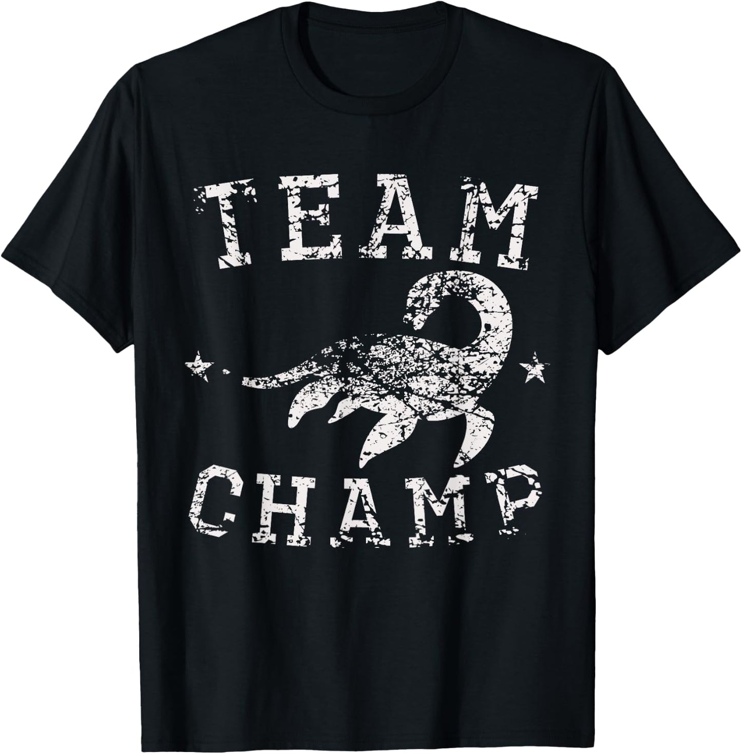 Vintage Team Champ Lake Champlain Monster Distressed T-Shirt - T-Shirt | Black