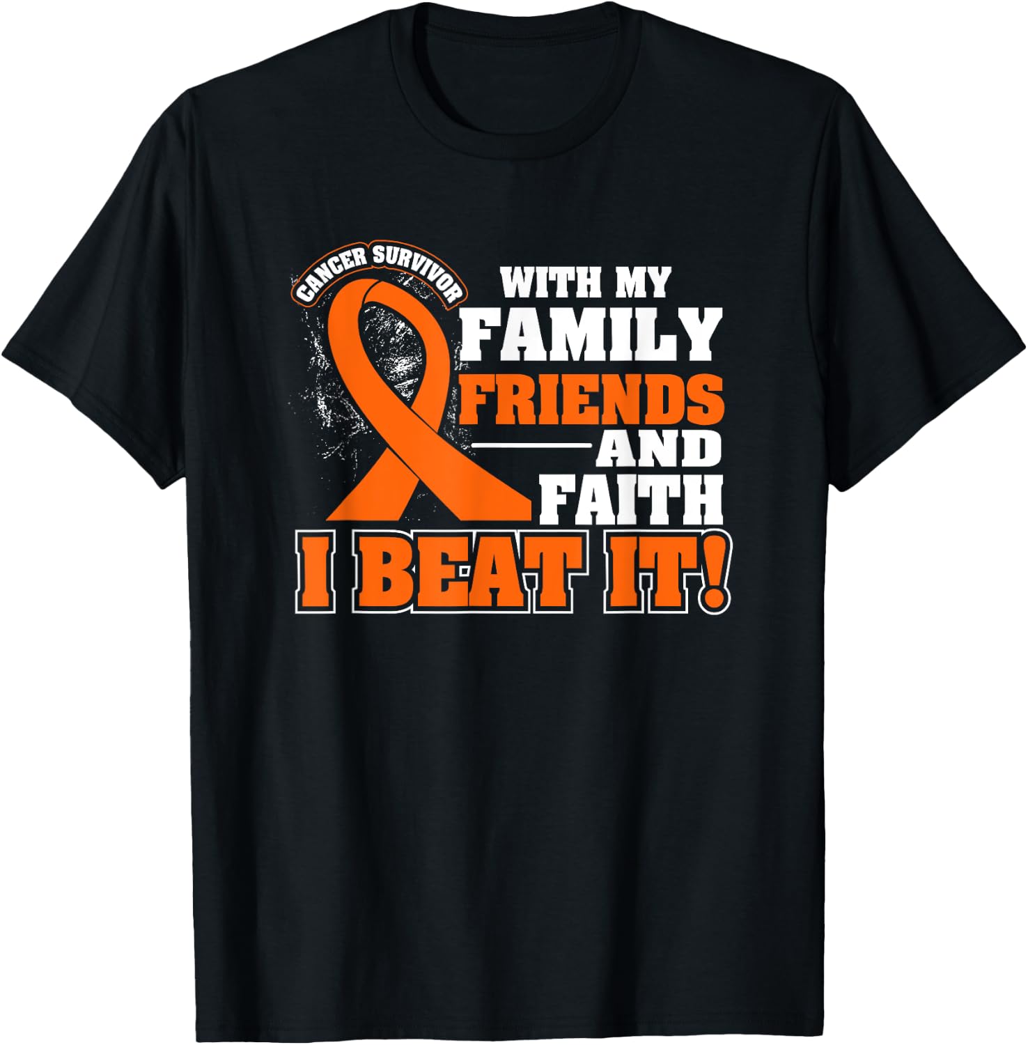 Family Faith I Beat It Leukemia Cancer Awareness Ribbon T-Shirt - T-Shirt | Black