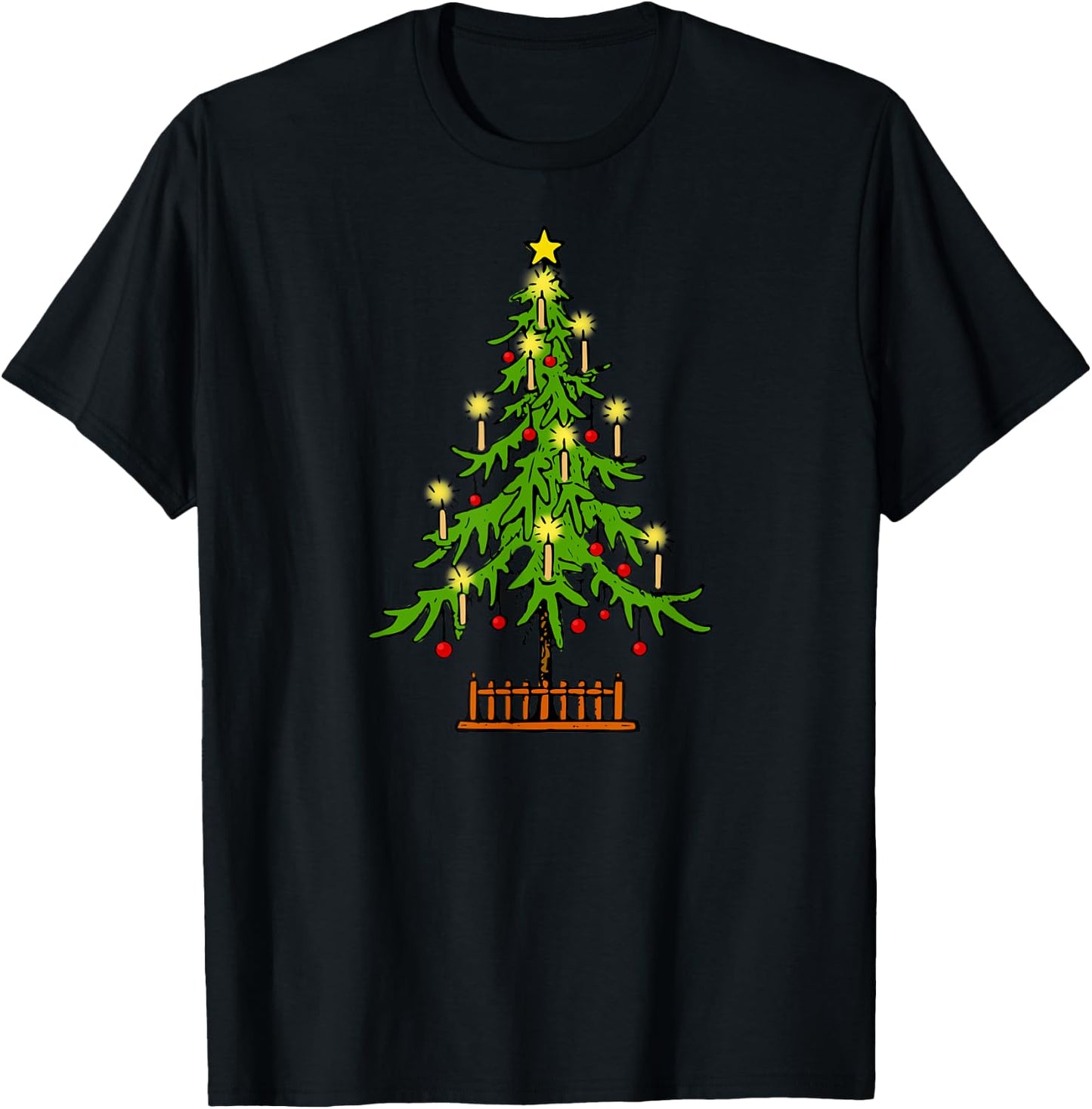 Lighted Christmas Tree Winter Holiday T-Shirt - T-Shirt | Black