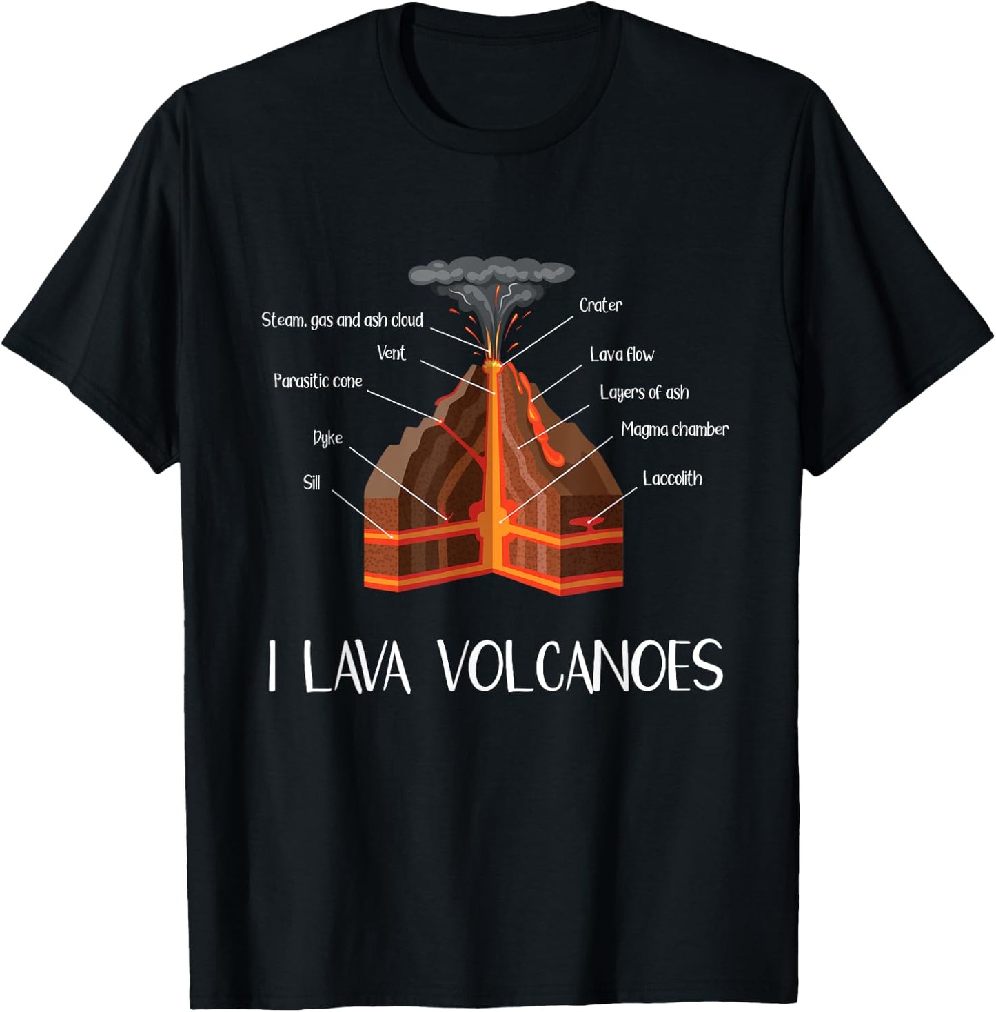 Earth Magma Lava Volcano Geology Science Gift Kids T-Shirt - T-Shirt | Black