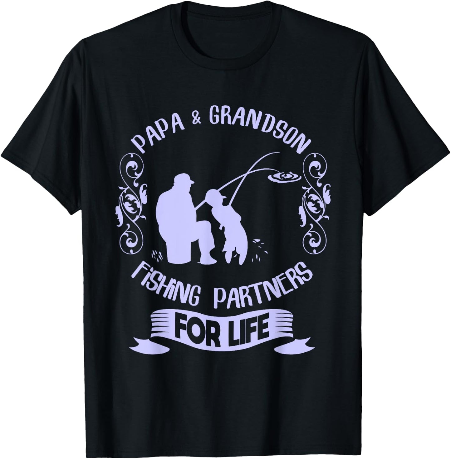 Matching Papa and Grandson Fishing Shirt Fishing Grandpa T-Shirt - T-Shirt | Black