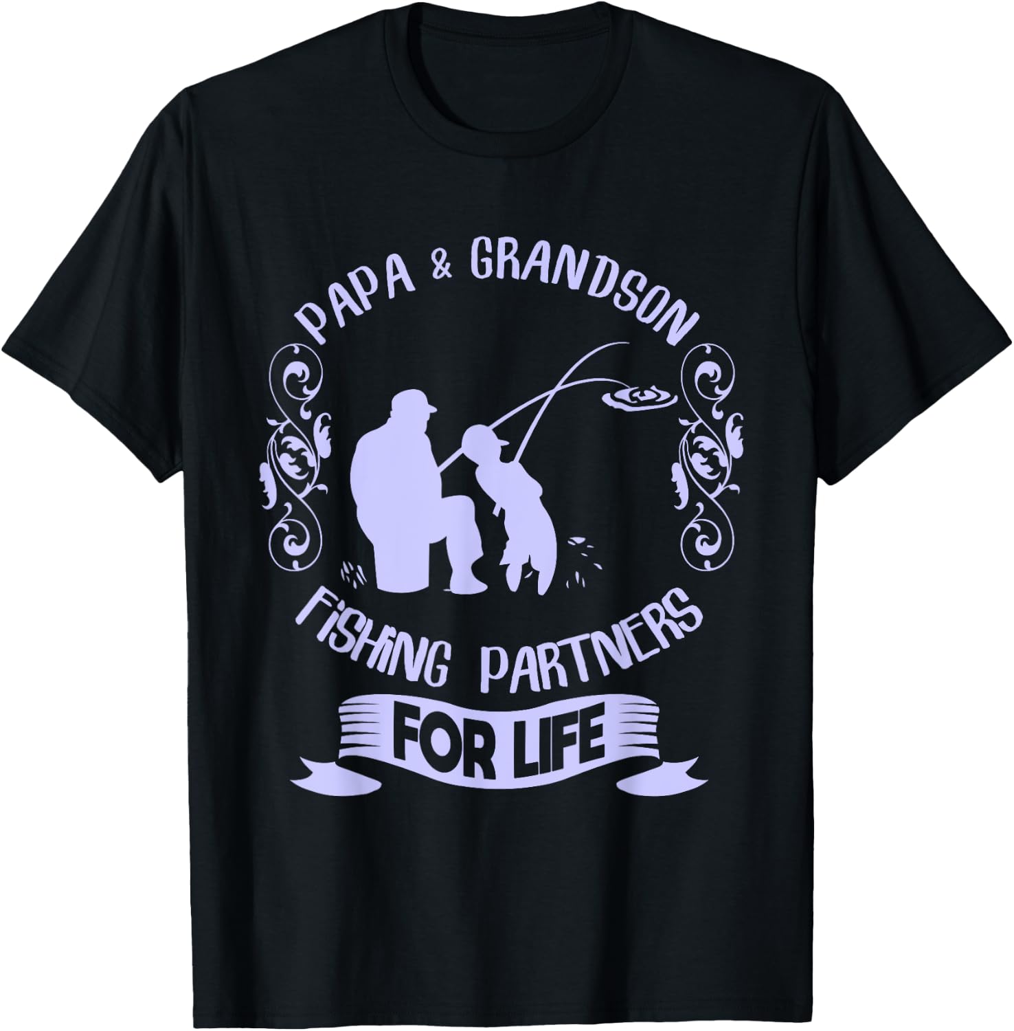 Matching Papa and Grandson Fishing Shirt Fishing Grandpa T-Shirt - T-Shirt | Black