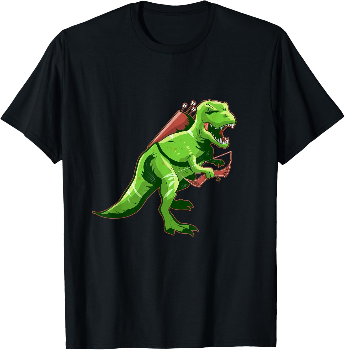 Archery T-Rex Archer Bow Hunting Arrow Dinosaur T-Shirt - T-Shirt | Black