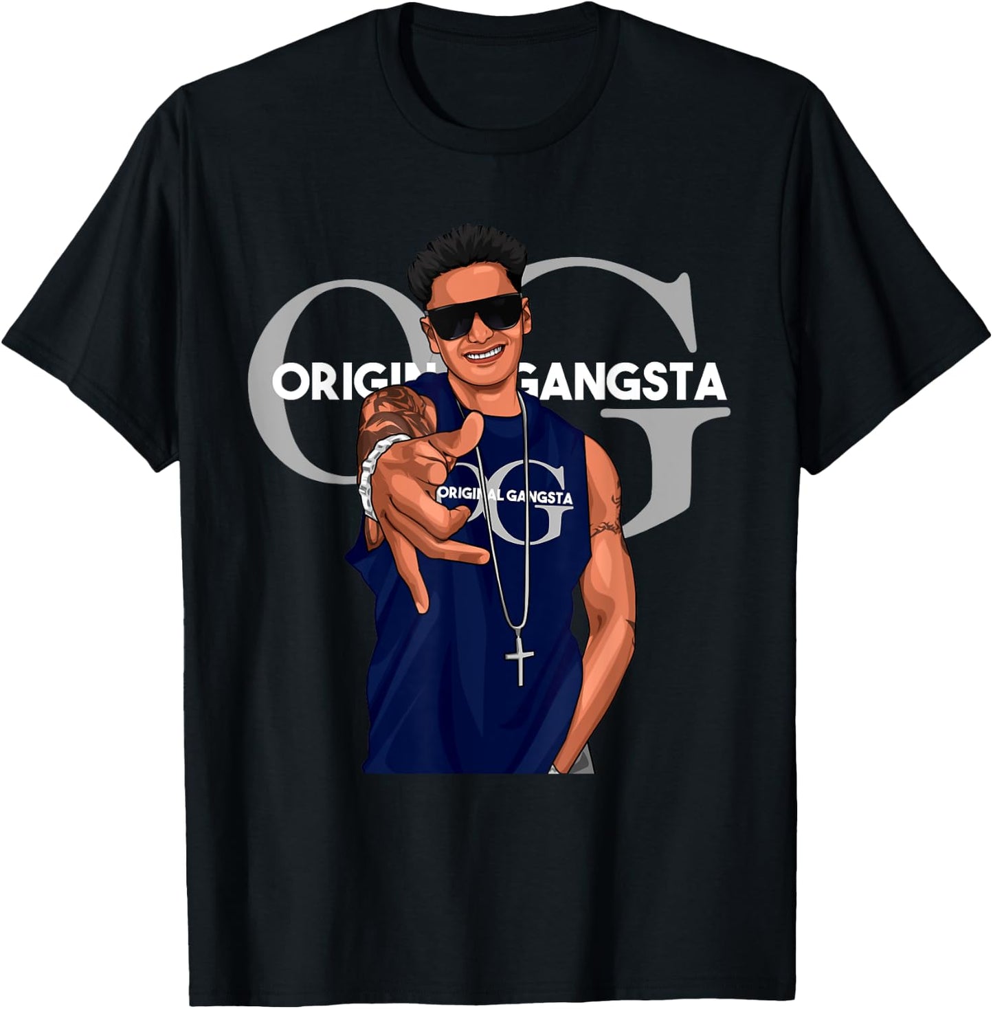 Original Gangsta Pauly D OG with Sunglasses and Chain T-Shirt - T-Shirt | Black