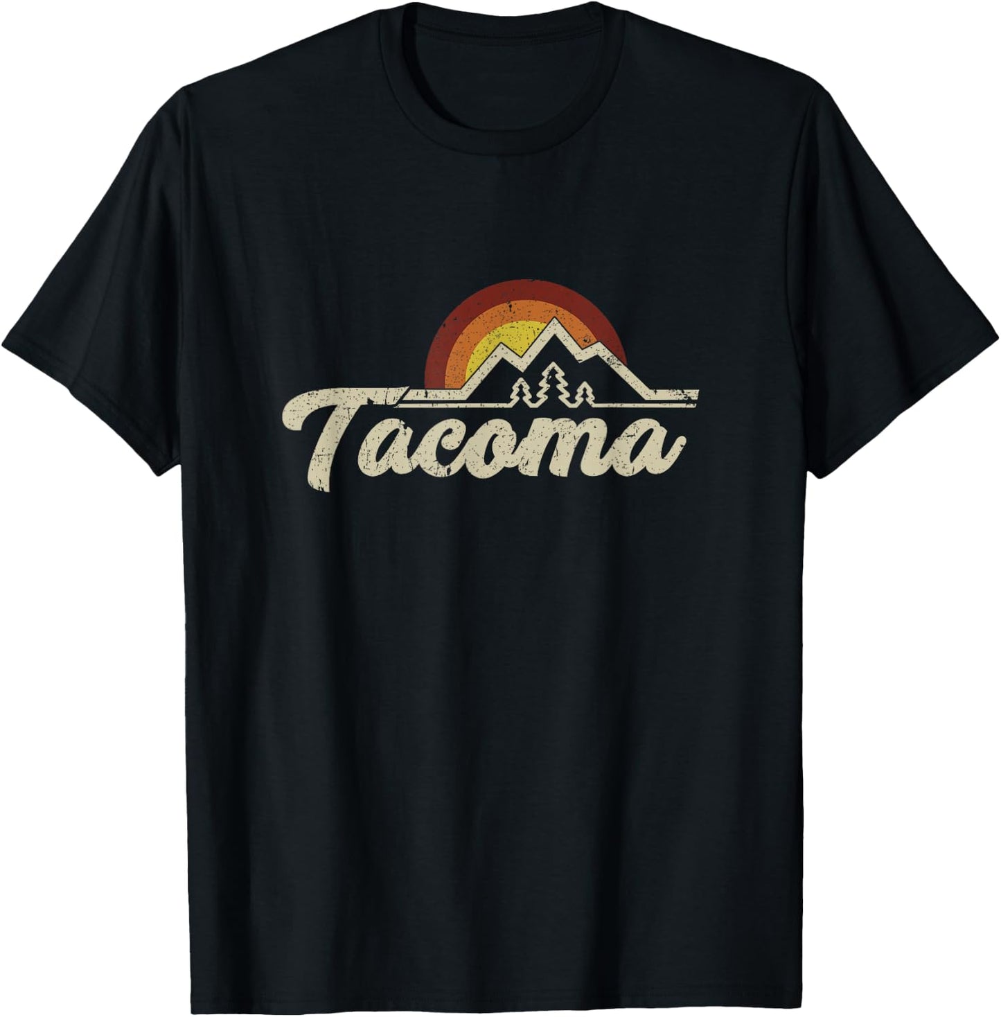Tacoma WA Retro Throwback Distressed Gift T-Shirt - T-Shirt | Black