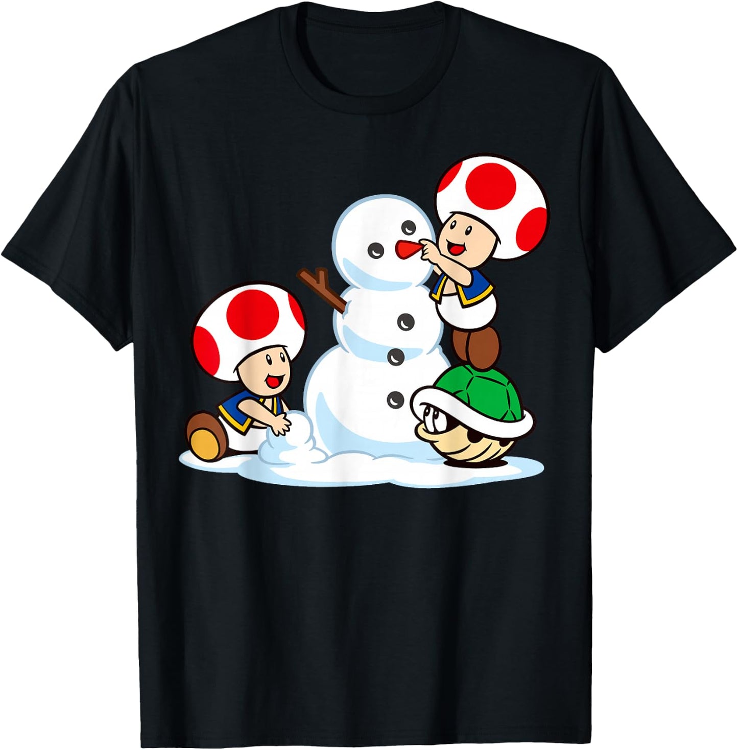 Super Mario Toad Snow Man T-Shirt - T-Shirt | Black