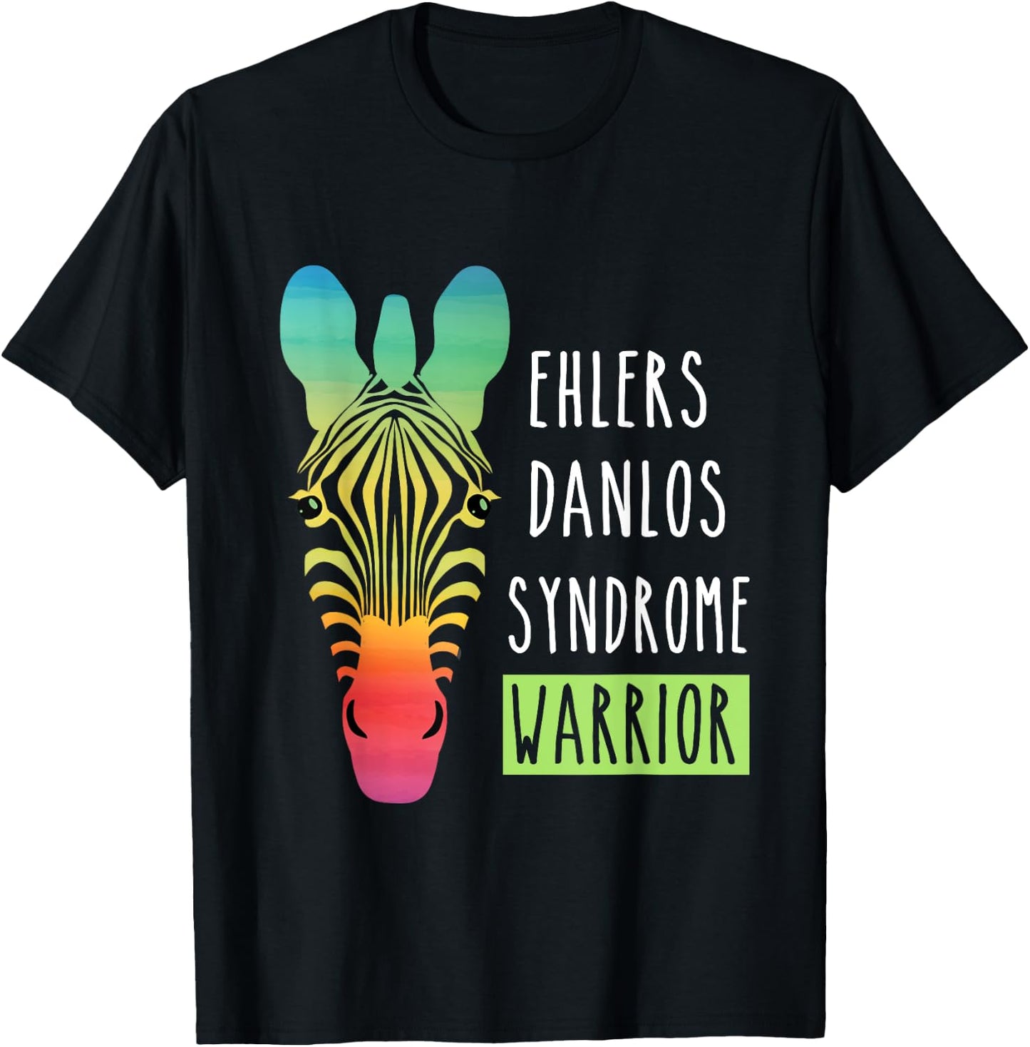Ehlers Danlos Syndrome Warrior EDS Awareness Zebra T-Shirt - T-Shirt | Black