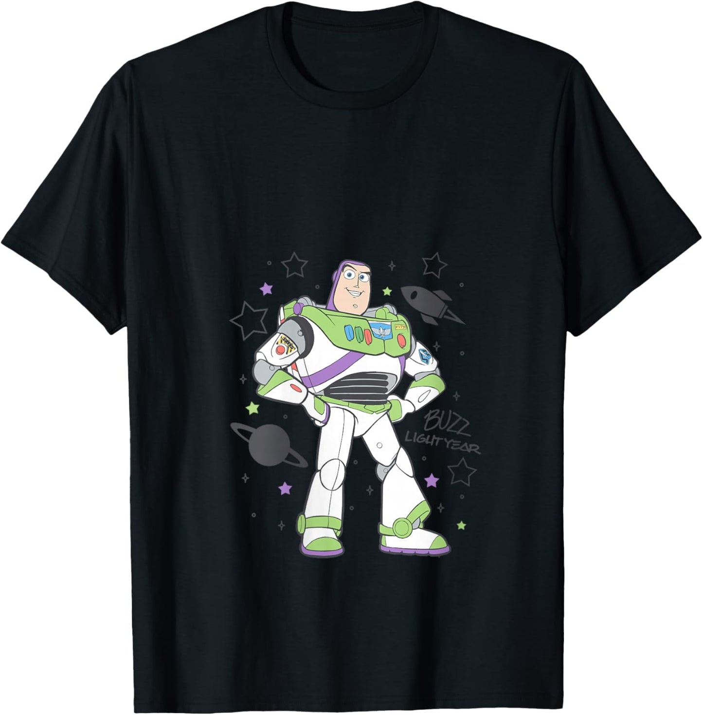 Disney Pixar Toy Story Buzz Lightyear's Signature Portrait V-Neck T-Shirt - T-Shirt | Black