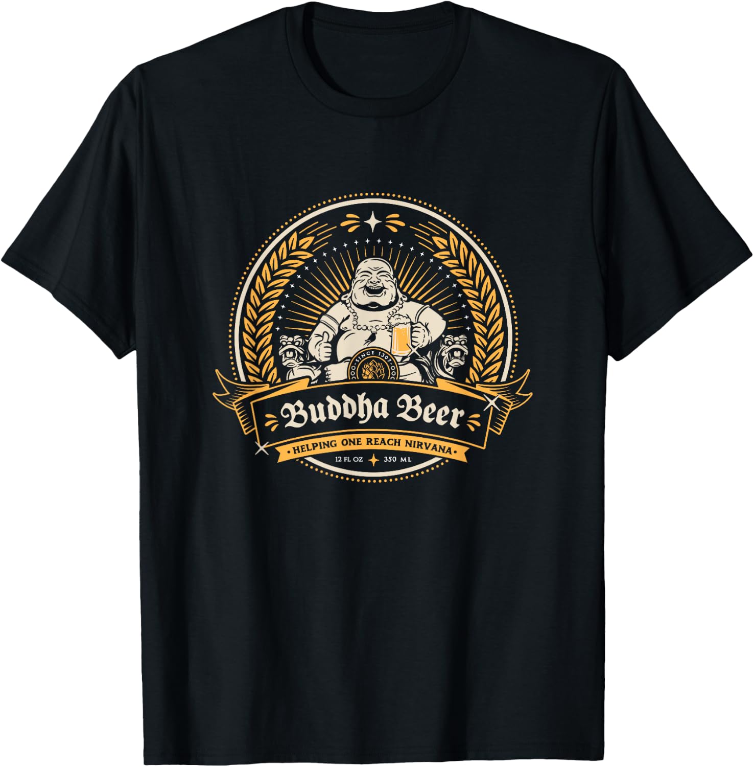 Buddha Beer Label T-Shirt - T-Shirt | Black