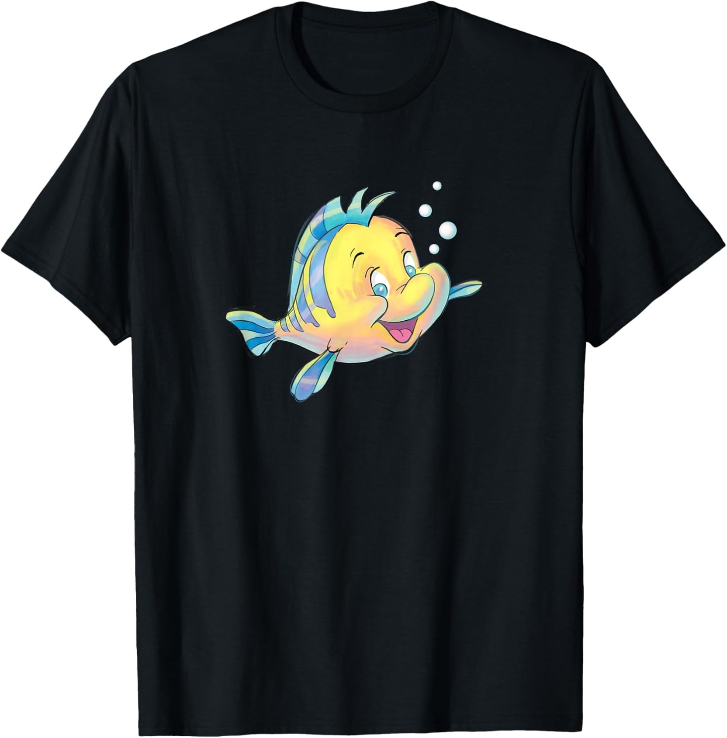 Disney The Little Mermaid Flounder Bubbles Small T-Shirt - T-Shirt | Black
