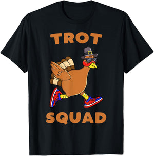 Turkey Trot Squad Funny Thanksgiving Day Run Pilgrim T-Shirt - T-Shirt | Black