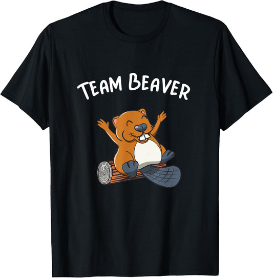 Team Beaver Rodent Cute Animal Funny Beaver T-Shirt - T-Shirt | Black