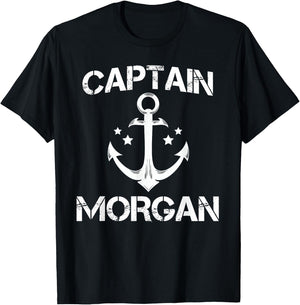 CAPTAIN MORGAN Funny Birthday Personalised Surname Clan Gift T-Shirt - T-Shirt | Black