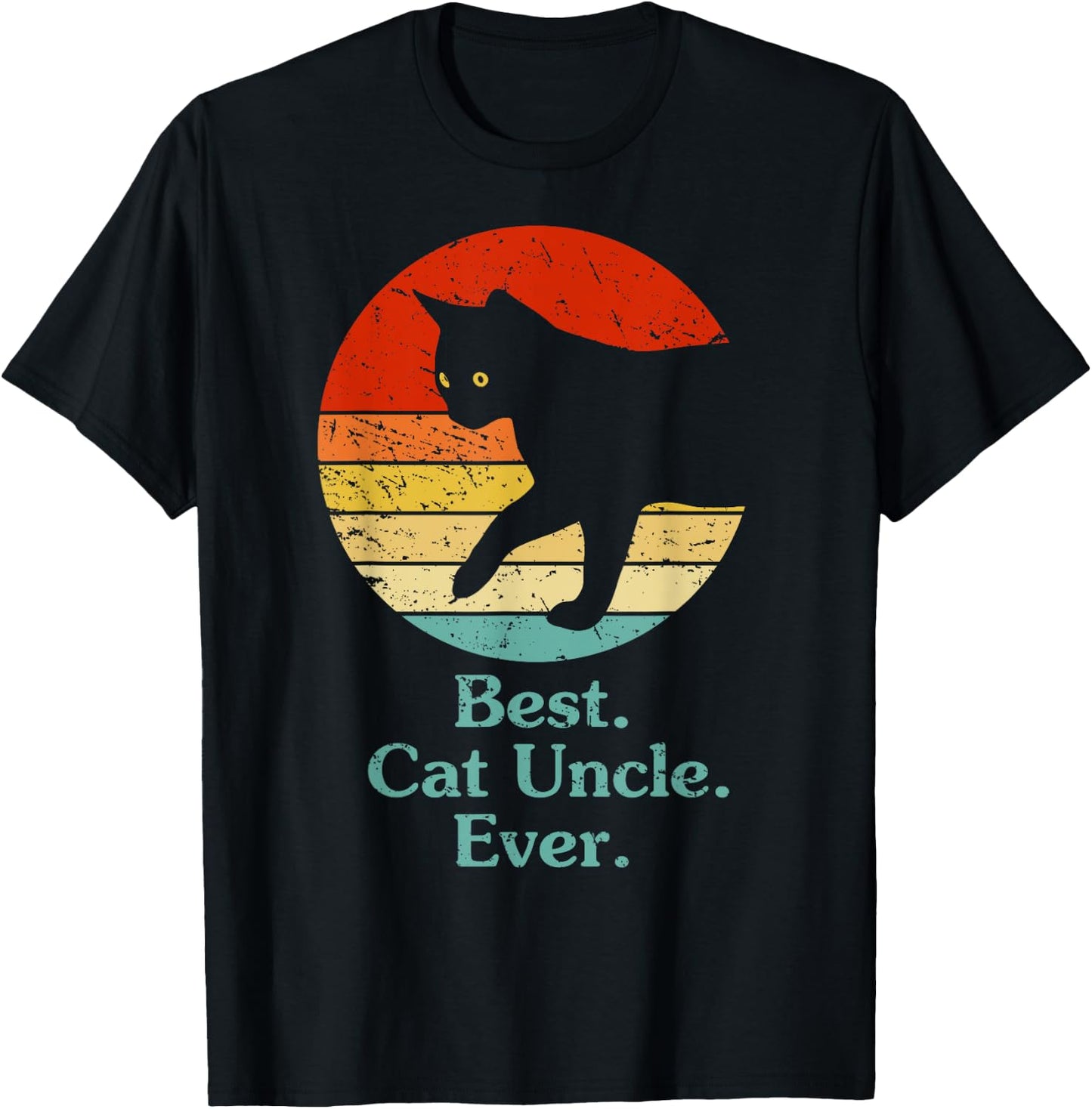 Cat Uncle Vintage Eighties Style Funny Retro Cat Owner Boy T-Shirt - T-Shirt | Black