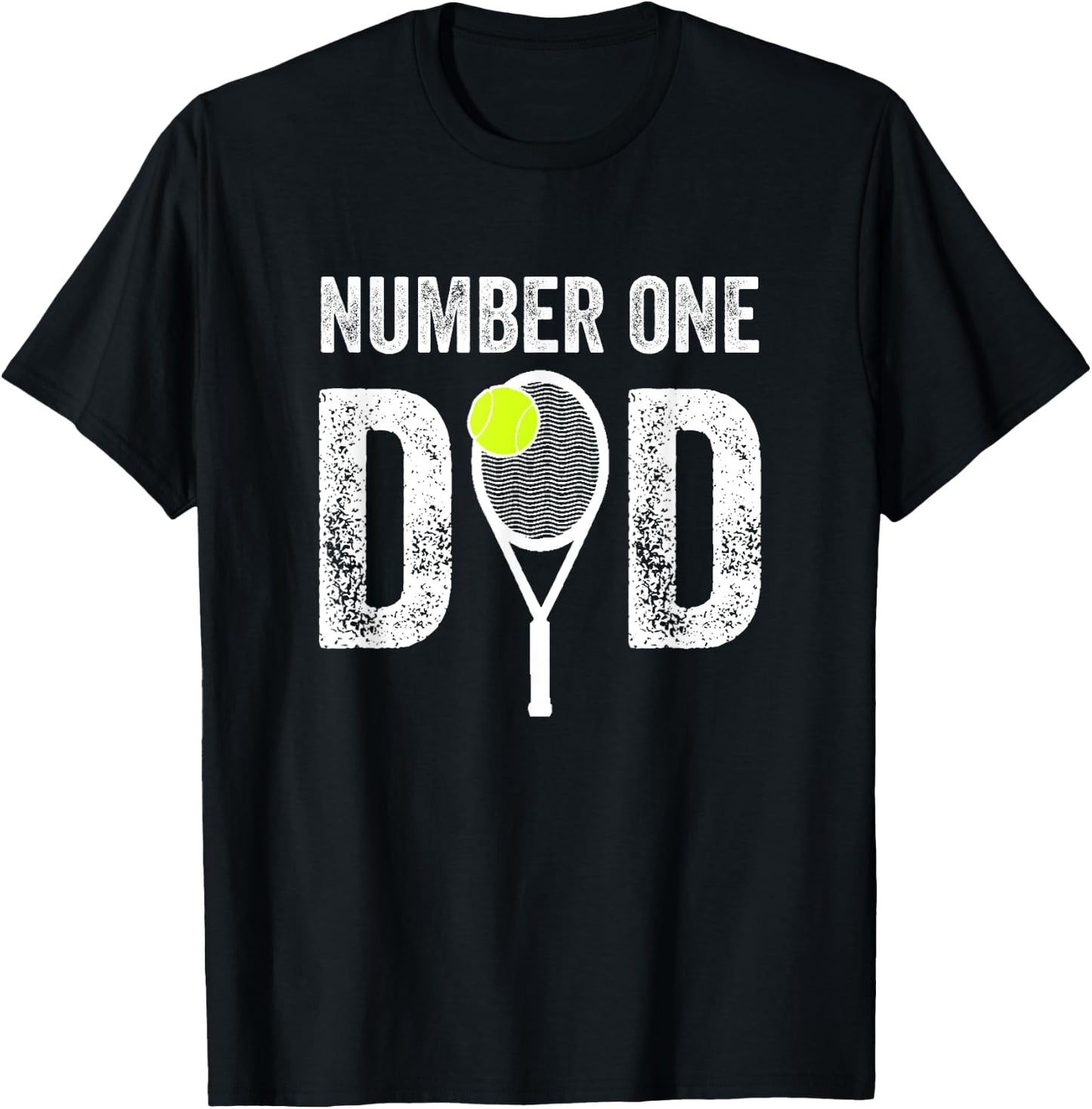 Tennis Dad Number One Daddy with Tennis Sayings Fathers Day T-Shirt - T-Shirt | Black