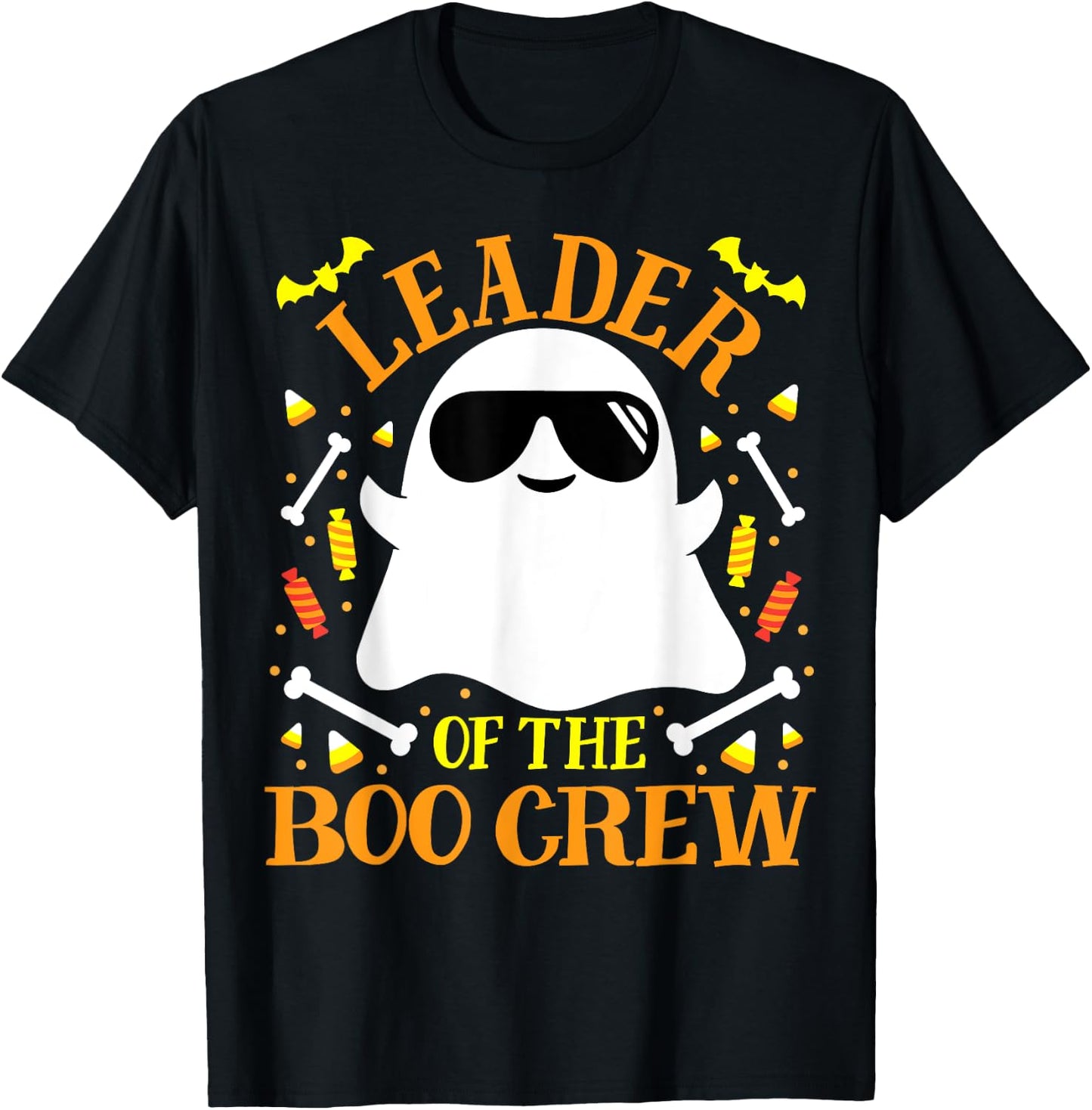 Leader Boo Crew Ghost Matching Funny Set Boy Girl Halloween T-Shirt - T-Shirt | Black