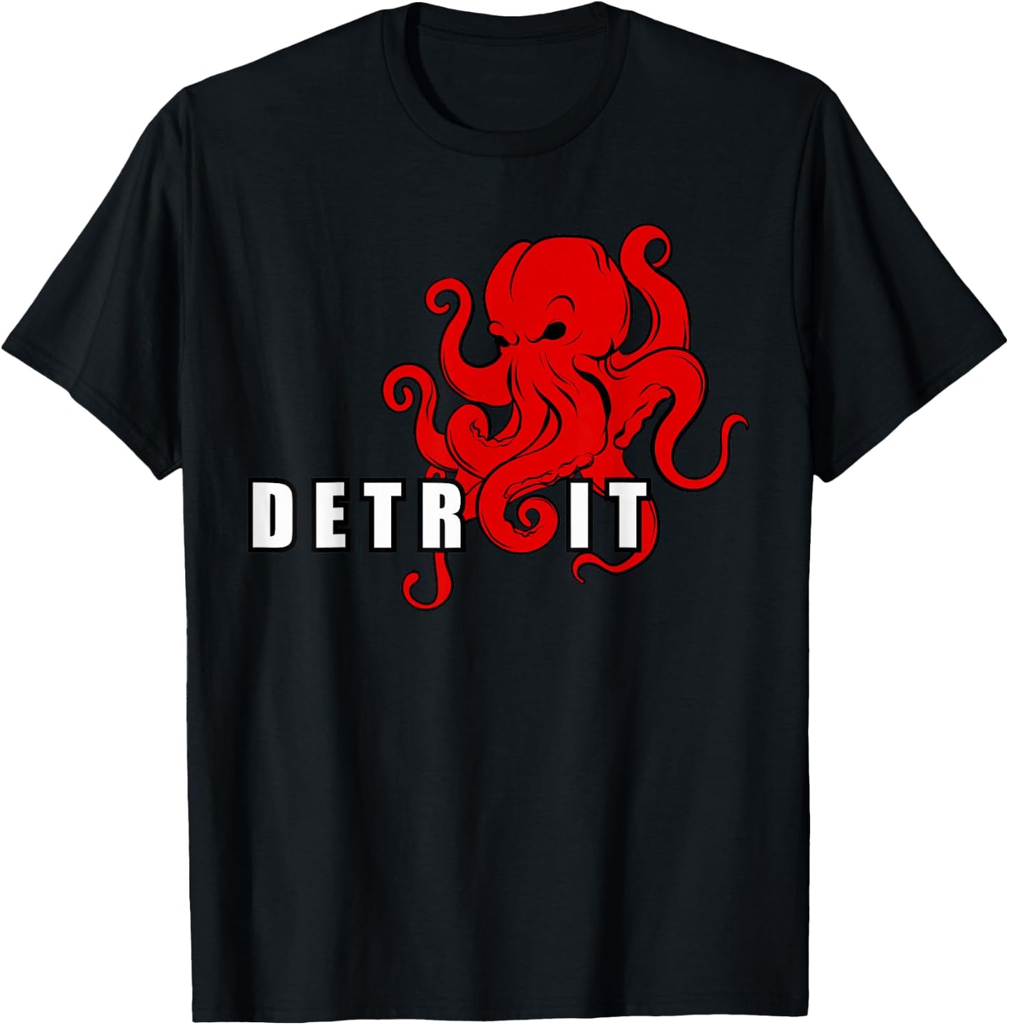 Detroit Michigan Octopus Kraken Downtown Motor City T-Shirt - T-Shirt | Black