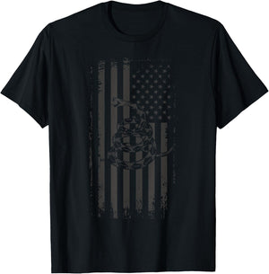 American Flag & Snake Patriotic Shirt Stealth Black T-Shirt - T-Shirt | Black