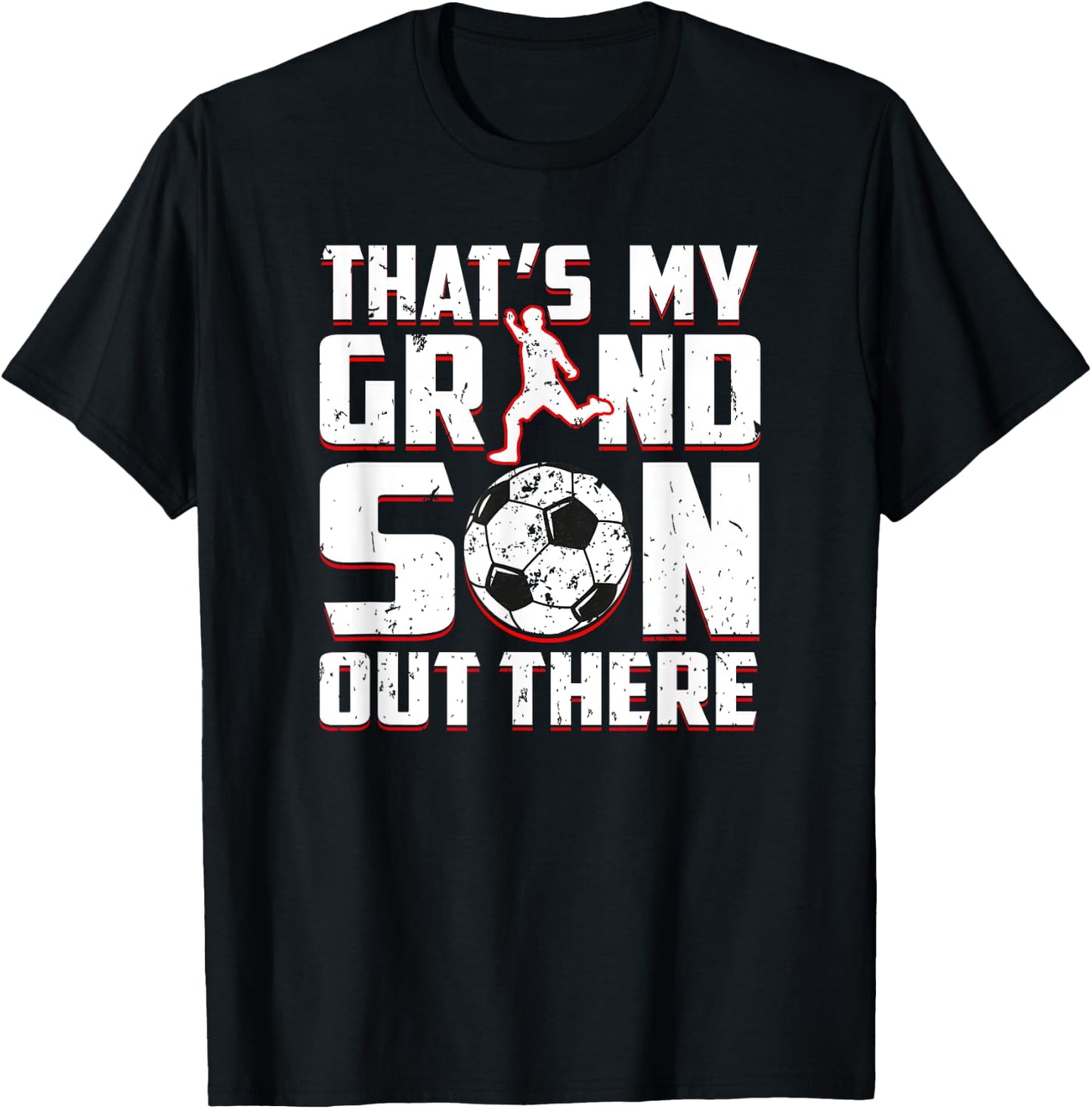 Soccer Player Grandson Funny for Soccer Grandma Grandpa T-Shirt - T-Shirt | Black