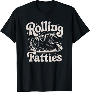 Rolling Fatties Cat Funny Cute Cat Lover Kitten Owner Kitty Women Girls Kids T-Shirt - T-Shirt | Black