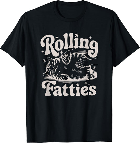 Rolling Fatties Cat Funny Cute Cat Lover Kitten Owner Kitty Women Girls Kids T-Shirt - T-Shirt | Black