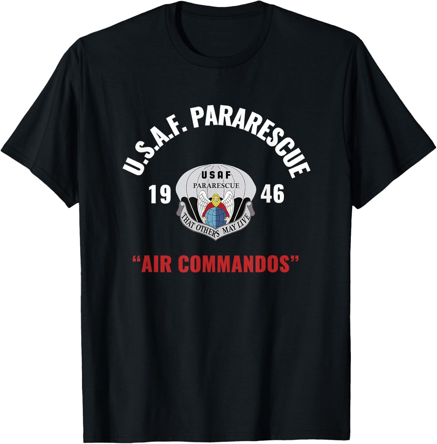 MilitaryTee -Adults Military Air Commandos , Black, S, Short Sleeve T-Shirt - T-Shirt | Black
