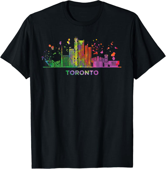 Torontonian Skyline Colorful Cityscape Toronto T-Shirt - T-Shirt | Black