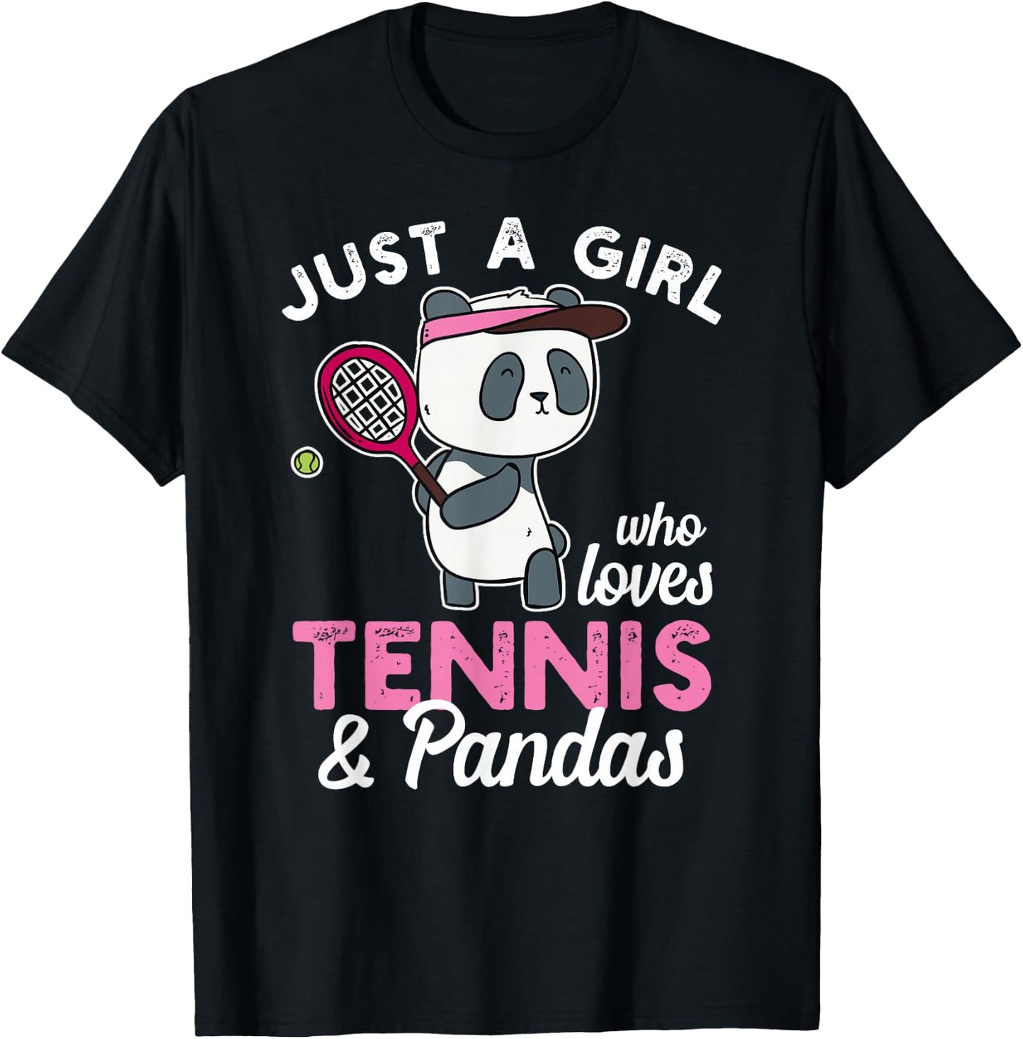 A Girl who loves Tennis & Pandas Tennis Lover Shirt T-Shirt - T-Shirt | Black