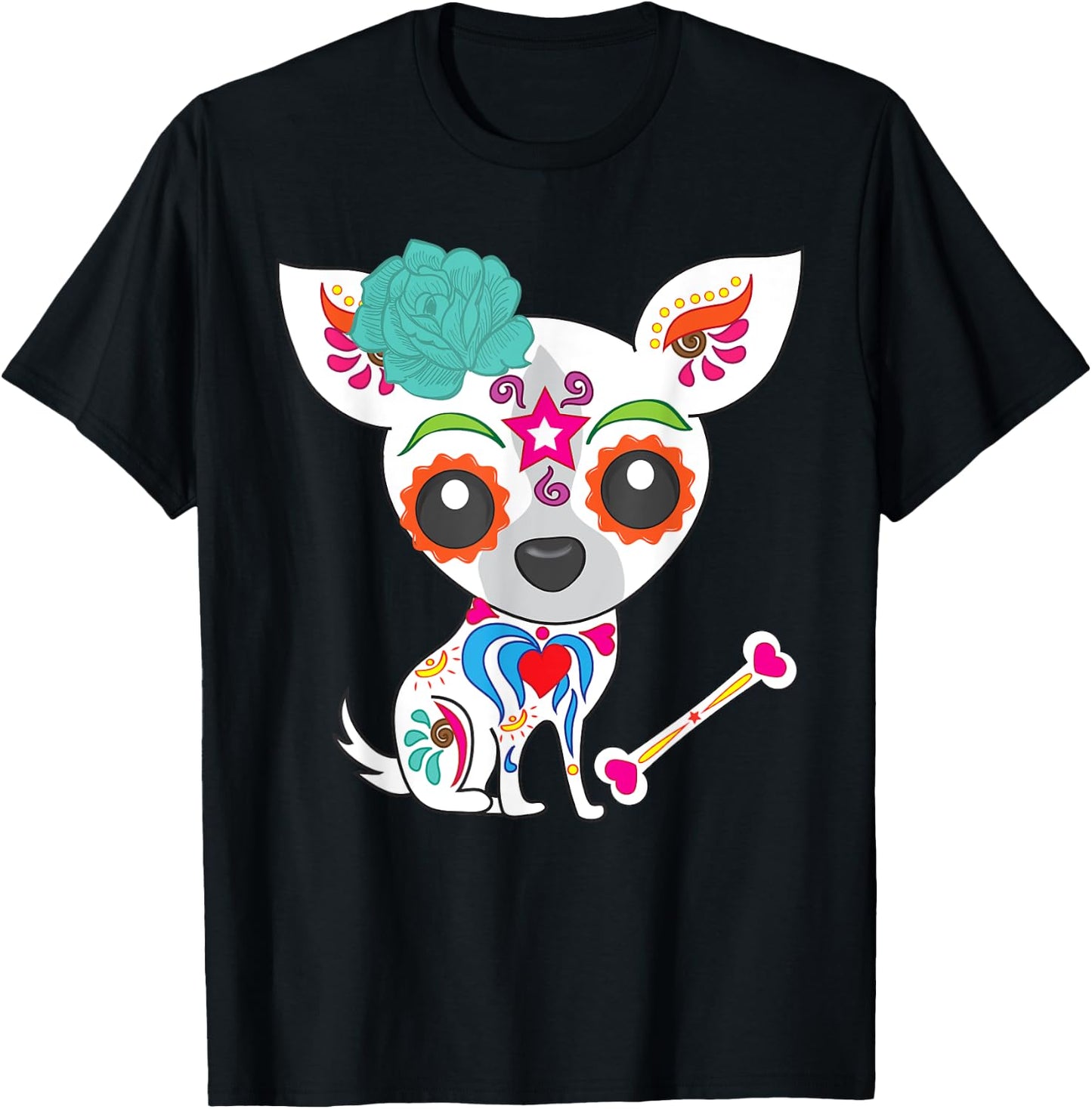 Cinco De Mayo Sugar Skull Chihuahua T-Shirt - T-Shirt | Black