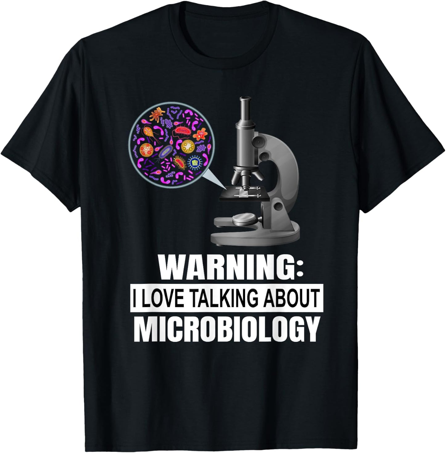 Science Biology Microbiology Teacher Bacteria Laboratory Men Women Kids T-Shirt - T-Shirt | Black