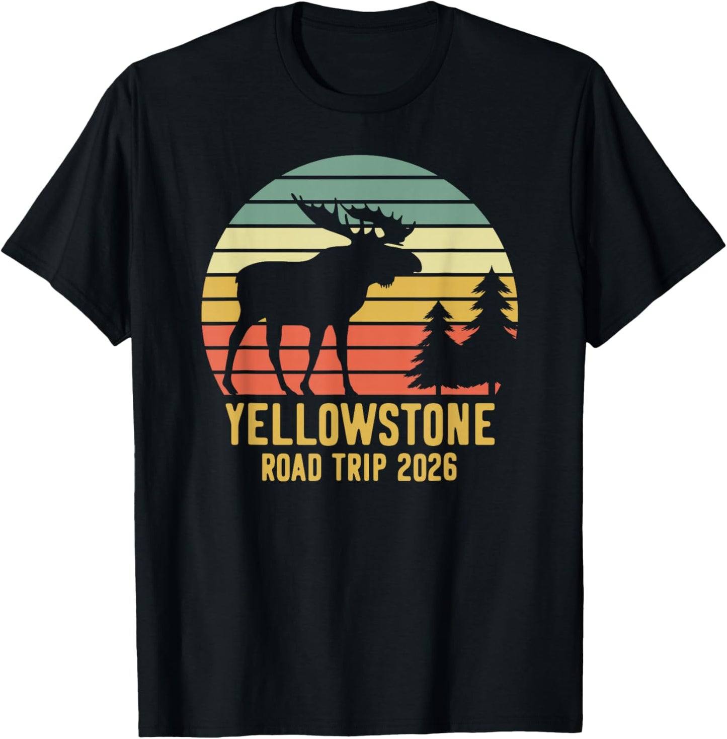 Yellowstone National Park Family Road Trip 2026 Matching T-Shirt - T-Shirt | Black
