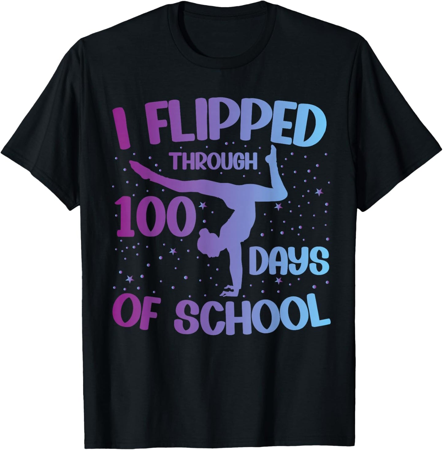 Gymnast HAPPY 100 days of school Gymnastic Tumbling T-Shirt - T-Shirt | Black