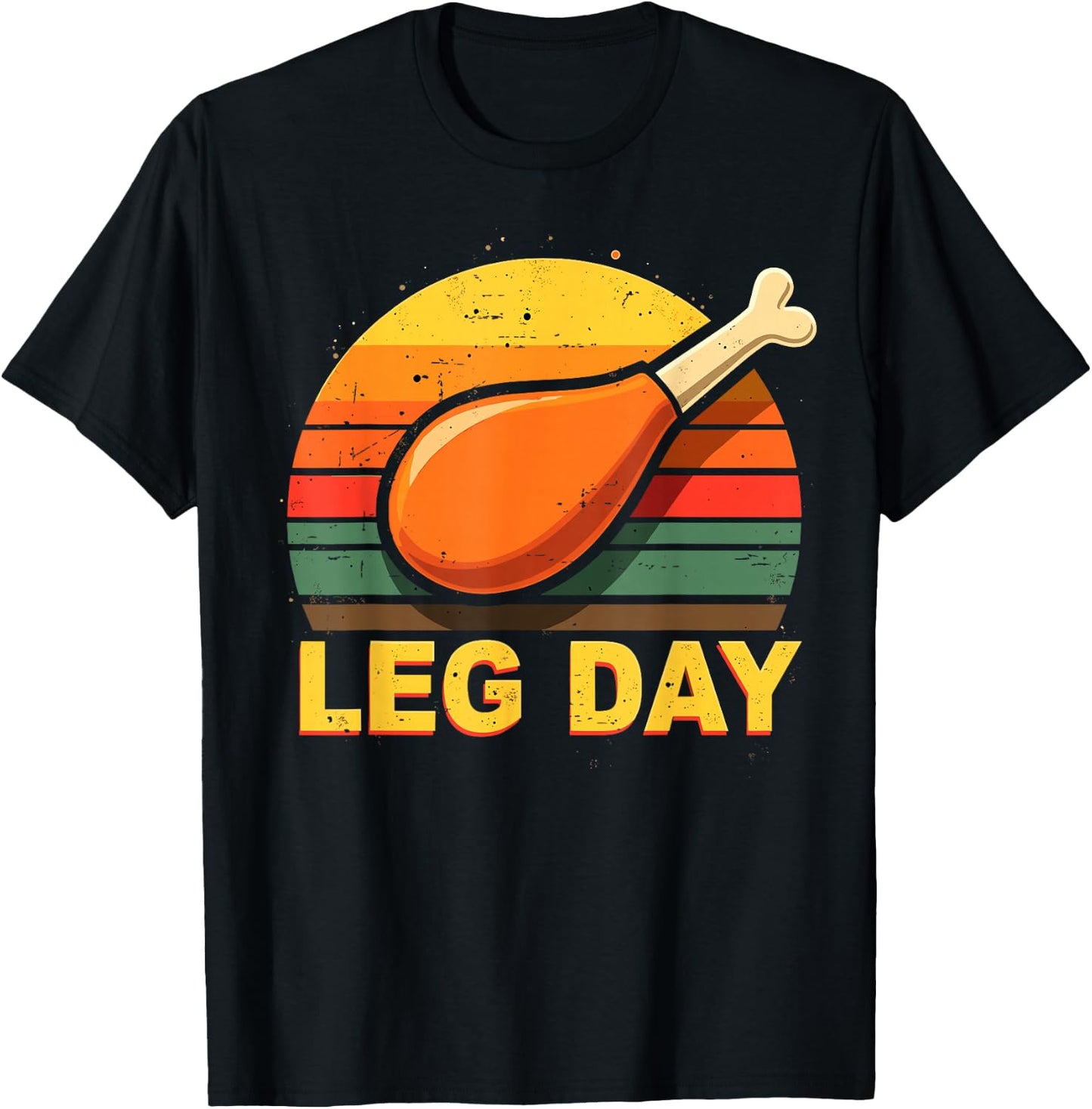 Leg Day Turkey Retro Thanksgiving Gym Humor Workout T-Shirt - T-Shirt | Black
