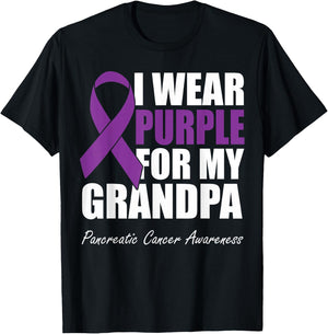 I Wear Purple For My Grandpa Pancreatic Cancer Awareness T-Shirt - T-Shirt | Black