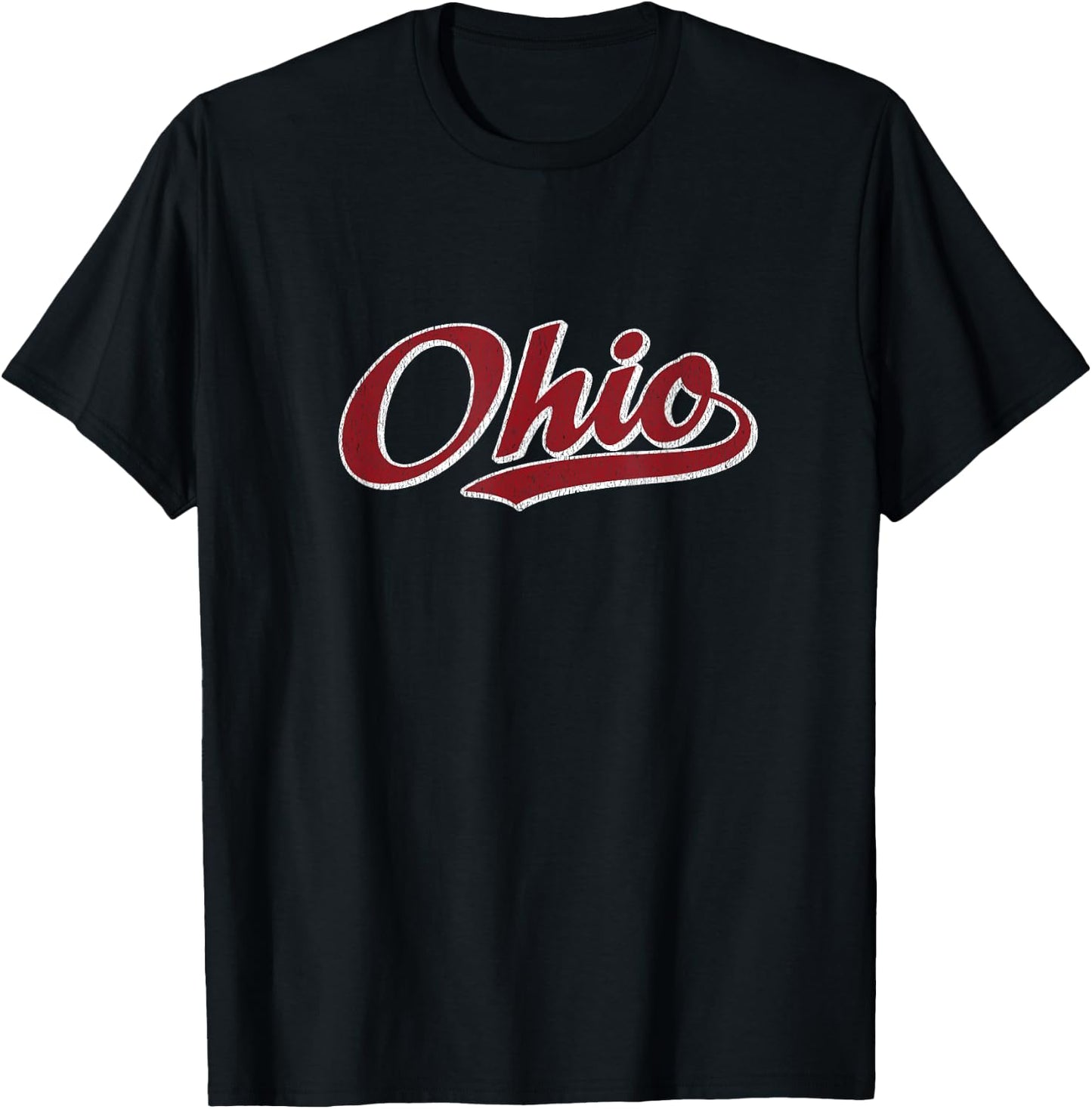 Ohio T Shirt Vintage Sports Design Retro Script T-Shirt - T-Shirt | Black