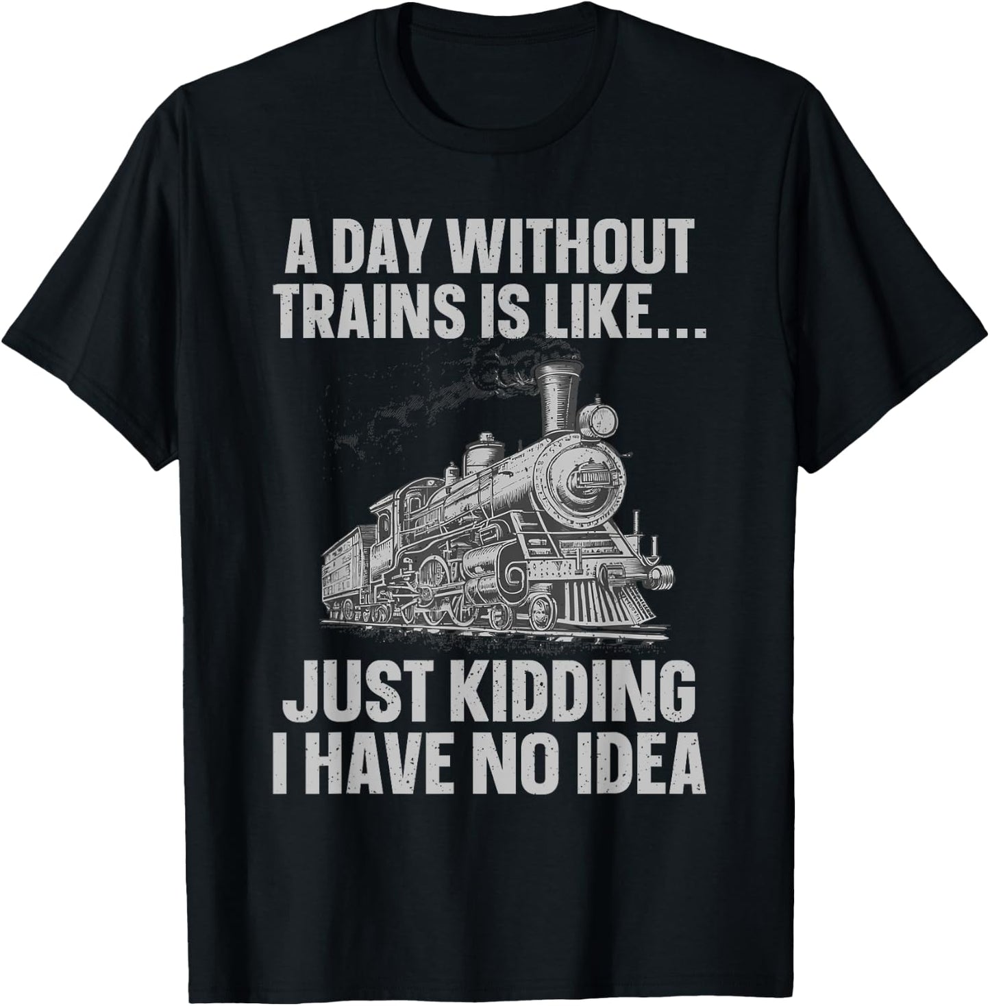 Funny Train Art Women Kids Railroad Train Lover T-Shirt - T-Shirt | Black