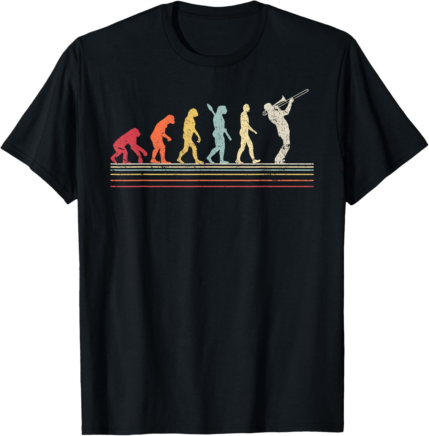 Funny Trombone : Retro Vintage Evolution Of Man T-Shirt - T-Shirt | Black