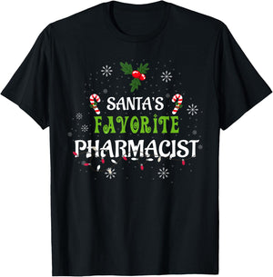 Santa's Favorite Pharmacist Christmas Pajama Gift Xmas T-Shirt - T-Shirt | Black