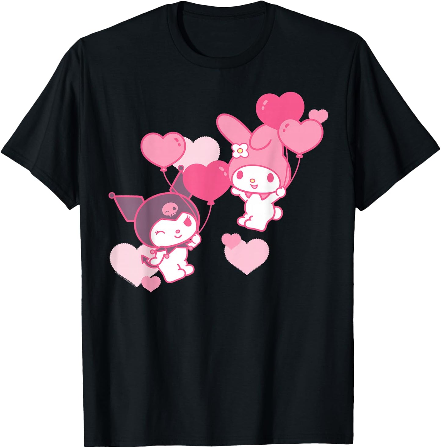 My Melody and Kuromi Valentine's Day Hearts Shirt T-Shirt - T-Shirt | Black