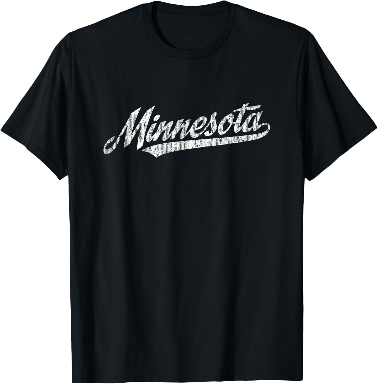 Minnesota MN Vintage Sports Script Retro T-Shirt - T-Shirt | Black