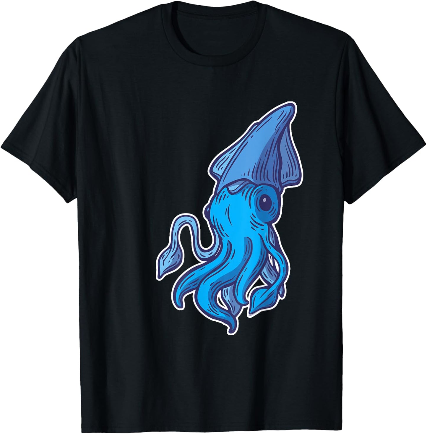 Giant Squid Sea Creature Lover Cartoon Men Women Kids T-Shirt - T-Shirt | Black