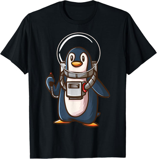 Spaceman Penguin Galaxy Space Astronaut Seabird Gifts T-Shirt - T-Shirt | Black