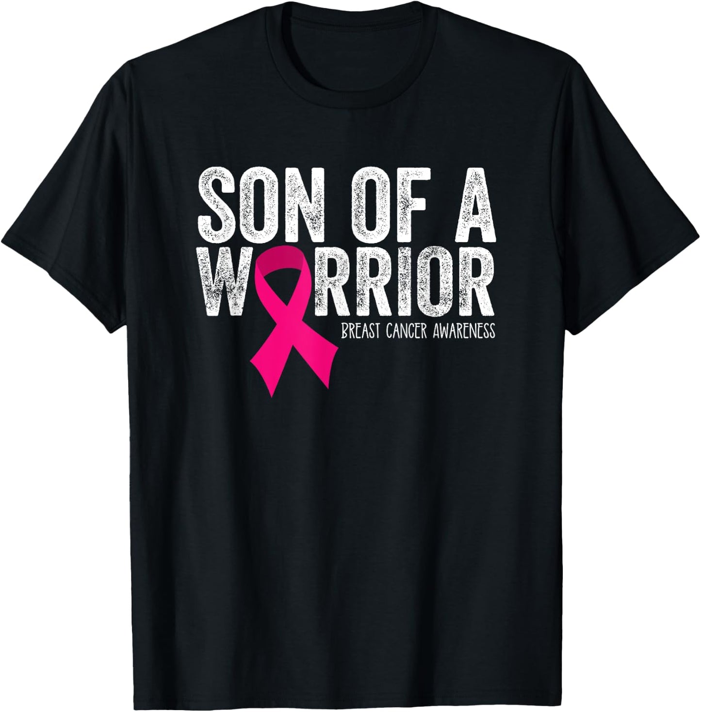Son of a Warrior Mother Breast Cancer Awareness Gift Pink T-Shirt - T-Shirt | Black