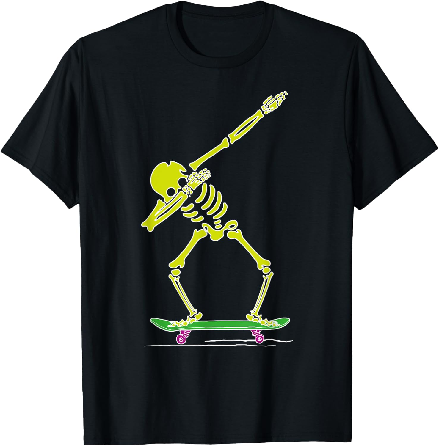 Skeleton Dabbing on Skateboard Funny for Skater Boys Skating T-Shirt - T-Shirt | Black